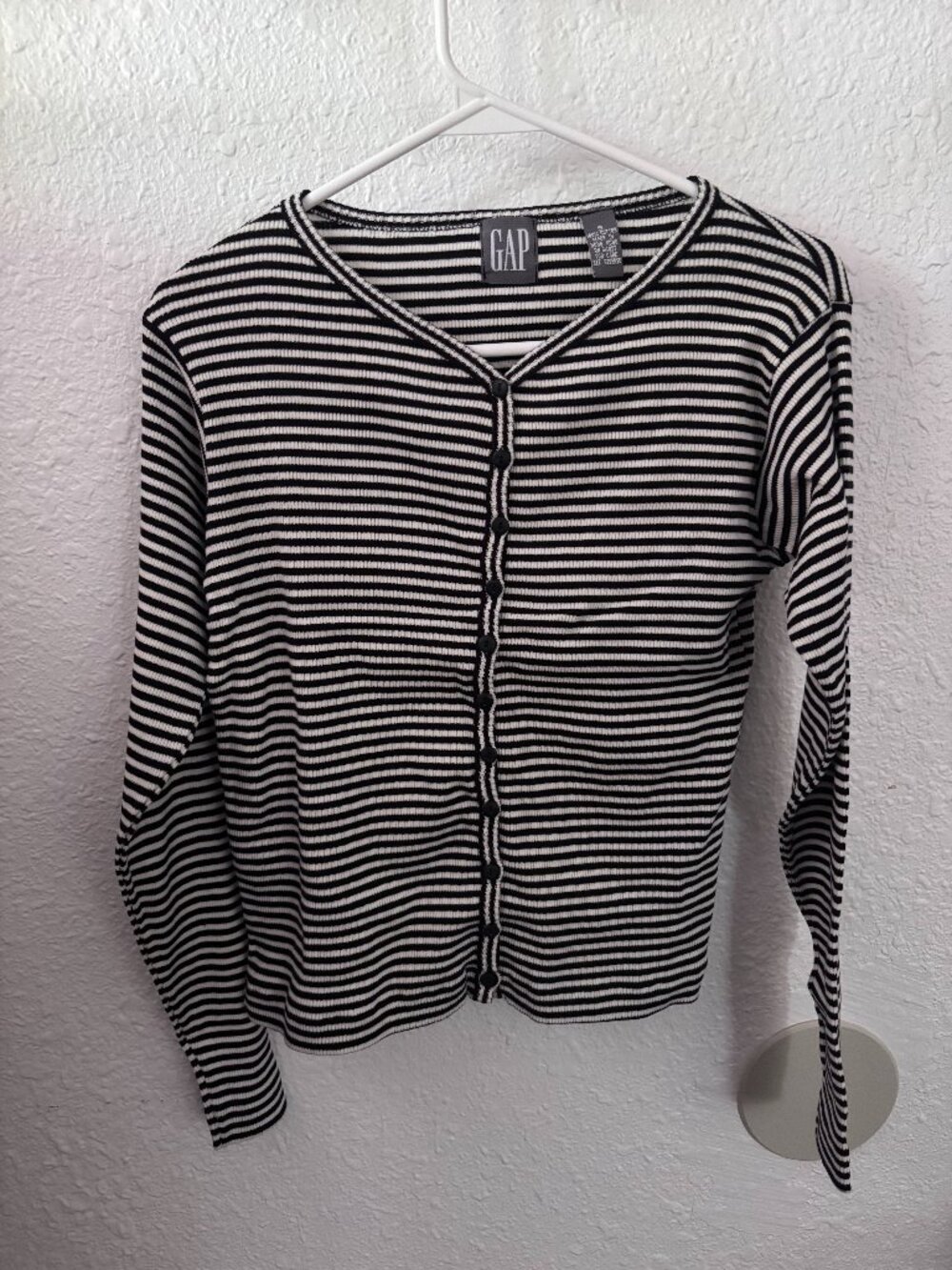 Gap Women's Fitted Button Up Striped Cardigan S 90s preppy